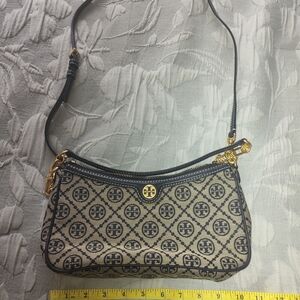 Tory Burch Black and Cream Logo Crossbody Bag
